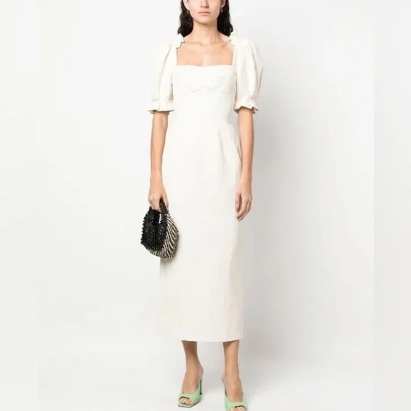 Current Season Saloni Rachel puff sleeve midi dress